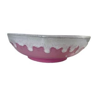 Vintage HULL Pottery Luscious Pink W/White Drip Glaze Ceramic Serving Bowl 10"
